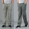 Pantalons pour hommes 13XL 170kg été automne hommes pantalon cargo poche fermeture éclair porte grande taille mâle simple armée vert pantalon droit 48 220906