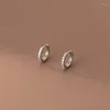 Boucles d'oreilles créoles 8mm 9mm 10mm 11mm 12mm REAL.925 Sterling Silver Round CZ Zirconia Pavé Huggie Earring C-G7352