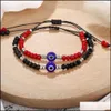 Link Chain Fashion Handmade Evil Eye Link Bracelets Adjustable Kabh String Bracelet For Women Men Red/Black Protection Jewe Yydhhome Dhcpg