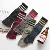 Athletic Socks Large Size Five Finger For Men Pure Cotton Striped Colorful Party Dress Long With Toes Street Fashion Breathable L220905