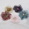 Faux kwiatowa zieleń 5pcs przędza sieciowa spalona krawędź Flower Flower Hair Spin Akcesoria Kapelusz Twocolor Flower Heart and Flower Clothing Akcesoria J220906