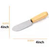 Espátula de acero inoxidable de 10cm, raspador para crema de mantequilla con mango de madera, cuchillo para queso, herramienta de cocina, utensilio para hornear, regalo de Navidad C0922