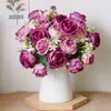 Faux Floral Greenery Pink Peony Artificial Rose Flower For Cake Home Wedding Decor High Quality Silk Bouquet Cheap Fake Flower Decoration Garden Wall J220906