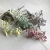 Faux blommor grönare konstgjorda små bär blomma kärnmjöl trådar med bladpärlor för bröllop godislåda dekoration handgjorda diy bröllop pärlor blomma j220906