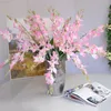 Faux Floral Greenery 1Pc Fiori di orchidea artificiali Ramo di seta Cattleya Fiore Farfalla Orchidea per la casa Matrimonio Tavolo da pranzo Decor Fiore finto A1453 J220906