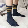 Athletic Socks Large Size Five Finger For Men Pure Cotton Striped Colorful Party Dress Long With Toes Street Fashion Breathable L220905