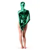 Filles sexy métalliques brillantes Catsuit Costumes rouge lycar Spandex Zentai coupe haute jambe demi-body dancewear Party clubwear costumes de scène