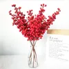 Faux Floral Greenery Simulation Plant 5 Fork Berry Red Bean Branch Fortune Fruit Foam Red Fruit Hanging Berry Real Shooting Props J220906