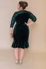 Spistly Plus Size Mother of the Bride Dress Dewel Geals Velvet Evening Howns Sequined с длинными рукавами длина колена русалка свадебное платье гость