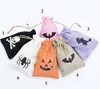 Christmas Halloween Party Supplies Canvas gift Candy Wrap Drawstring Bags Xmas kids Gifts Pouch Santa Snowman Witch Pumpkin Decorations