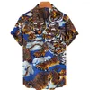 Camicie casual da uomo Camicia con stampa leopardata Uomo manica corta Abbigliamento hawaiano ad asciugatura rapida Top colorato per vacanze animali 3D