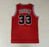 College Wears Hommes # 91 Dennis Rodman Jersey # 33 Scottie Pippen Maillots The Worm 10 # Dennis Rodman - Chemise de sport pour hommes cousue rouge blanc Bck