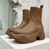 Tjock Sole Rain Boots Woman Round Toe Höjd ökar ankelen Stövel Kvinnor Gummibitäta plattformskor Kvinnor