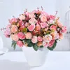 Faux Floral Verdure 7 Branche 21 Tête Français Rose Feuille Artificielle Soie Faux Fleurs Haute Qualité Fleurs Forêt Vintage Fleurs De Mariage Décoration De La Maison J220906