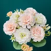 Faux Floral Greenery Pink Silk Peony Artificial Flowers Wedding Home Decoration Living Room Dining Room Diy Flower Piece Silk Fake Flowers White Bouquet J220906