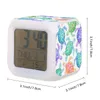 Bureau Table Horloges Enfants Réveil Tortue De Mer Couleur Numérique Avec Fonction Thermomètre 7 Couleur Veilleuse Pour Garçons Filles Wome Mjbag Amffl