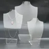 Pochettes à bijoux présentoir de collier organisateur de bijoux accessoires Support pour étui de Mannequin en acrylique colliers porte-boucles d'oreilles