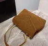Designer- Orange Color Suede Leather Shoulder Bags cowhide Chains Baguette Double Strap V Lines Cross Body Bags Letter Buckle237i