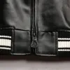 Jackets de bombardeiro masculino 1975 EUA White Avirex Lapeel Sheepskin Leather Casual Athletic Flight Suje
