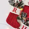 Weihnachtliche gestrickte Alphabet-Socken von A bis Z, bestickter roter Weihnachts-Weihnachtsstrumpf