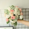 Faux Floral Greenery Rose Pink Silk Peony Artificial Flower Bouquet 6 Roses Cheap Fake Flowers For Family Wedding Decoration J220906