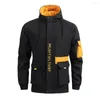 Herren Trench Coats Winterjacke Kontrastfarben Streetwear Hut coole m￤nnliche Mantelm￤nner f￼r Zuhause