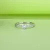 Panash 100% 925 Sterling Silver Ring Round Clear CZ Zircon Finger Rings for Women Girls Small Wedding Band Jewelry Gift