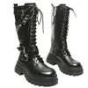 Boots Gigifox бренд дизайн мода Cool Street Punk Goth Kinky Heels Платформа женские мотоциклы черная зимняя женщина обувь