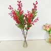 Faux Floral Greenery 4 szt. Symulacja duszpasterska Owoce 3 widelca czerwona jagoda dekoracyjna sztuczna gałąź jagodowa J220906