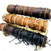 Wholesale 100pcs Cuff Bracelets For Men Women Handmade Leather Fashion Jewelry Accessories Jamaica Black Brown Multicolor