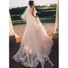 Dentelle magnifique sirène robes de mariée robe de mariée bretelles spaghetti appliques sans manches balayage train sur mesure pays robes de novia