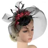 Chapeaux fascinants pour femmes, couvre-chef élégants, plumes de fête, voile en maille, coiffure de mariée, fleur, chapeau de Cocktail, ornement de cheveux