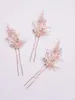 Cabeças de cabeceira de cabeça nupcial Rosta de ouro rosa Rostais Crystal Pearls Hair Pin para o conjunto de casamentos de ornamentos de cocar