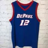 Porte des maillots personnalisés de basket-ball universitaire DePaul Blue Demons Jalen Terry Courvoisier McCauley Yor Anei Javon Freeman-Liberty David Jones Brand