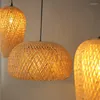 Pendelleuchten, moderne LED-Leuchten, handgewebte Laterne, Wohnzimmer-Dekoration, Garten, Küche, chinesische Lampe, Bambus-Leuchte