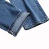 Herr rak rippade jeans mode smala denim byxor multi hål byxor casual streetwear jean homme pantalon storlek 28-42