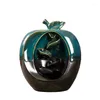 Fragrance Lamps Ceramics Green Backflow Incense Burner Apple Shape Aroma Home Craft Decoration Holder Waterfall