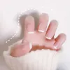Falsas Nails 24 unids Brillante Desnudo Corto Clavo Cuadrado Para Diseño Clásico Francés Artificial Falso DIY Cubierta Completa Consejos Herramienta de Manicura