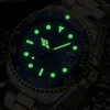 남성 손목 시계 기계식 자동 돋보기 캘린더 디자이너 시계 스테인레스 스틸 방수 광화 손목 시계 검은 색 블루 박스와 남성