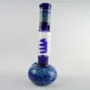 Runde Basis Glas Wasser Bongs Rohr Farbige Zeichnung Muster Shisha 10,5 Zoll Blau Becher Bong Helix Perc 5mm Dicke Dab Rigs Rauchen Bong