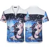 23 Fashion Hawaii Floral Letter Print Camicie da spiaggia Camicia da bowling in seta da uomo di design Camicie casual Camicia da uomo estiva a maniche corte allentata