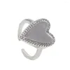 Clusterringen Big Heart Ring 2022 Fashion Women Valentines Gift Daily Gold Silver Color CZ Open ajust vinger sieraden