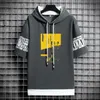 Sudaderas con capucha para hombre Sudaderas con capucha de estilo japonés para hombre Moda Streetwear Sudaderas con capucha de manga corta para hombre Casual Harajuku Impresiones Ropa para hombre Sudaderas con capucha 220905