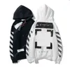 SWESTSHIRTS على طراز Hip Hop Mens Hoodies Autumn and Winter Black White Coeed Sweater ow ow pullover back printing