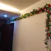 Faux Floral Greenery 230CM91IN Имитация шелковая роза Свадебные украшения искусственные цветы арка декор Lvy Vine Green Leving