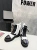 2022 Designer Fall Winter Boots Brand Lace Up Women's Leather Shoes Zip Platform Flat Heel Bootss Black White Checkered Street Leather Boot With Box