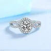 Bagues de grappe 100% bague de fiançailles Moissanite plaqué rhodium S925 argent brillant coupe diamant bandes de mariage bijoux de mariée pour les femmes