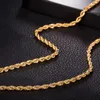 Chains 3mm Thin Rope Chain Necklace For Women Men 18k Yellow Gold Filled Classic Twisted Knot Jewelry Gift 45cm Long