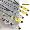 Strand 2 pièces or Pixiu Bracelet collier ensemble Feng Shui bouddhiste perle obsidienne hommes femmes richesse bonne chance bijoux