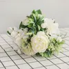 Faux Floral Greenery Display Simulation White Hydrangea Artificial Flowers Suppl 6 Peony Hydrangea Bouquet J220906